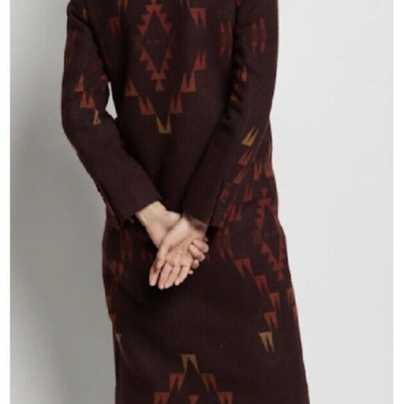 Pendleton tribal native southwestern aztec printed wool midi coat boho SMALL NWT - Picture 3 of 3